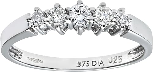 anillo de oro blanco con 5 diamantes